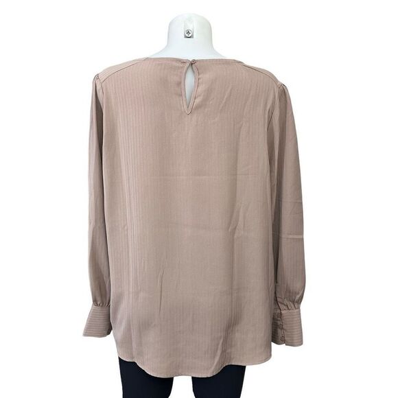 Adrianna Papell light brown puff long sleeve casual Blouse size Large - Picture 5 of 7